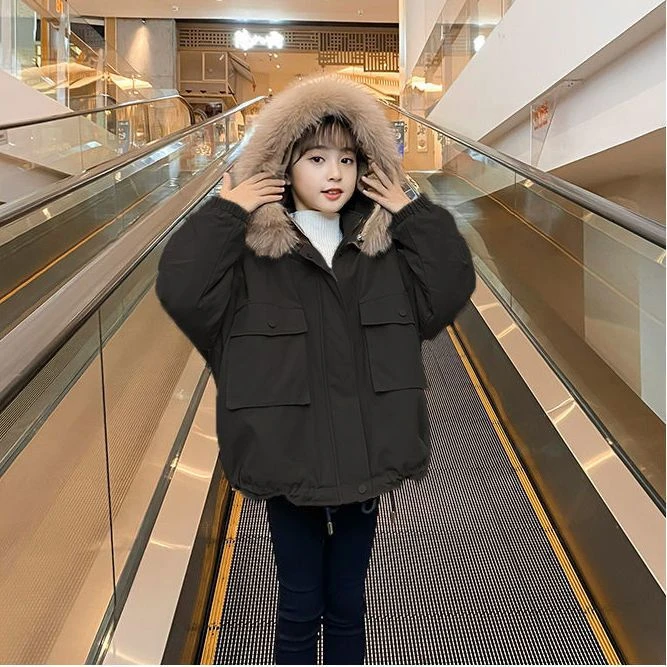 女童棉服冬装2023新款洋气儿童装棉袄派克服中大儿童加厚加绒外套