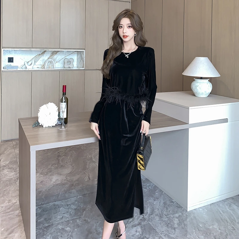 2025欧货秋季小香风金丝绒辣妹独特上衣半身裙套装女高端两件套