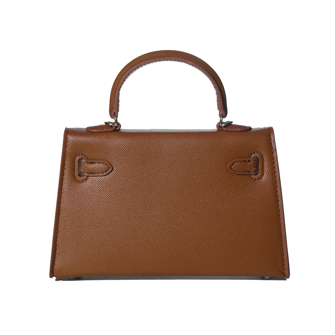 轻奢简约女包时尚手提包  BV22-1-金扣焦糖棕(单肩带)