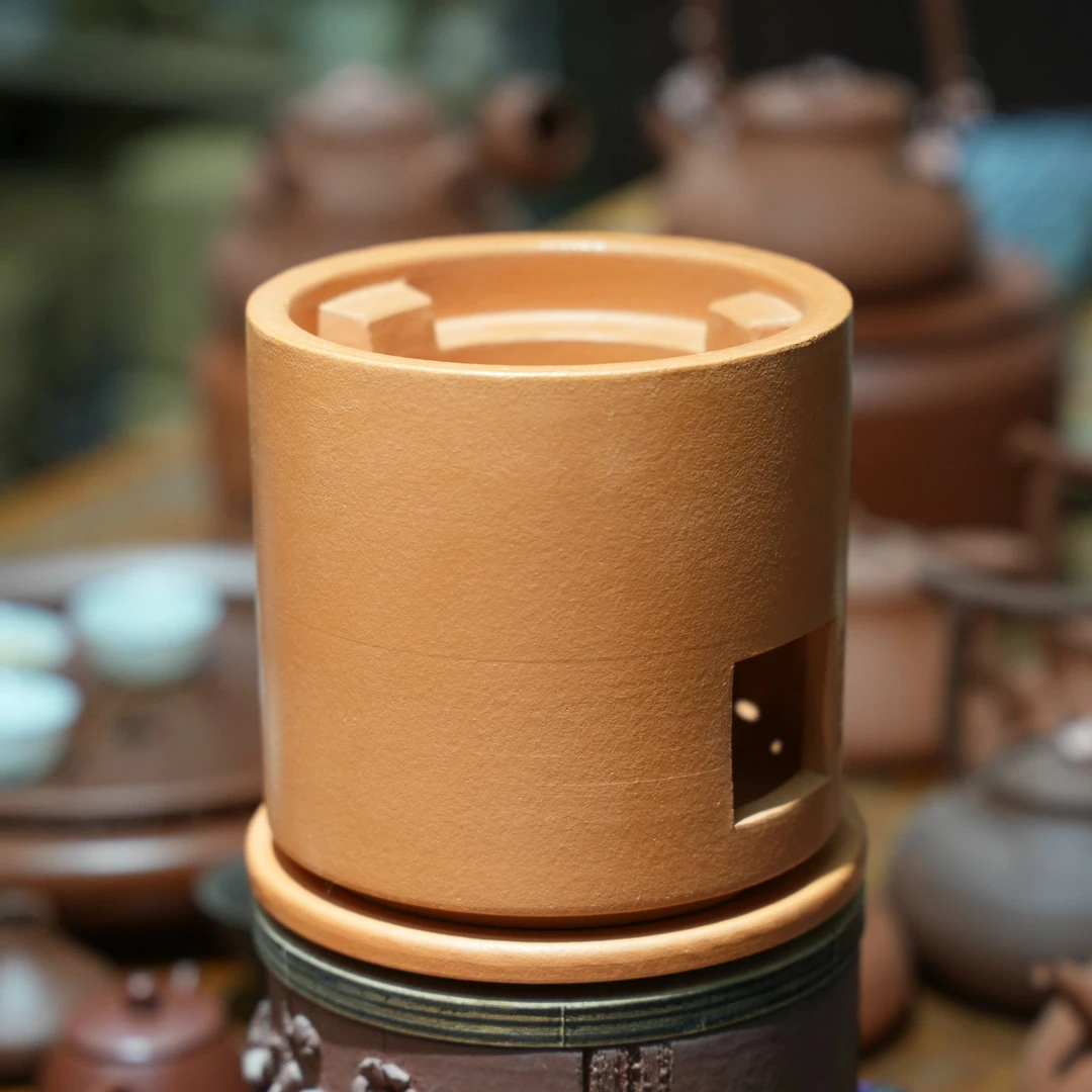 黄色工夫茶炉直筒空心炉酒精炉炭炉潮州茶具枫溪电茶炉红泥炉
