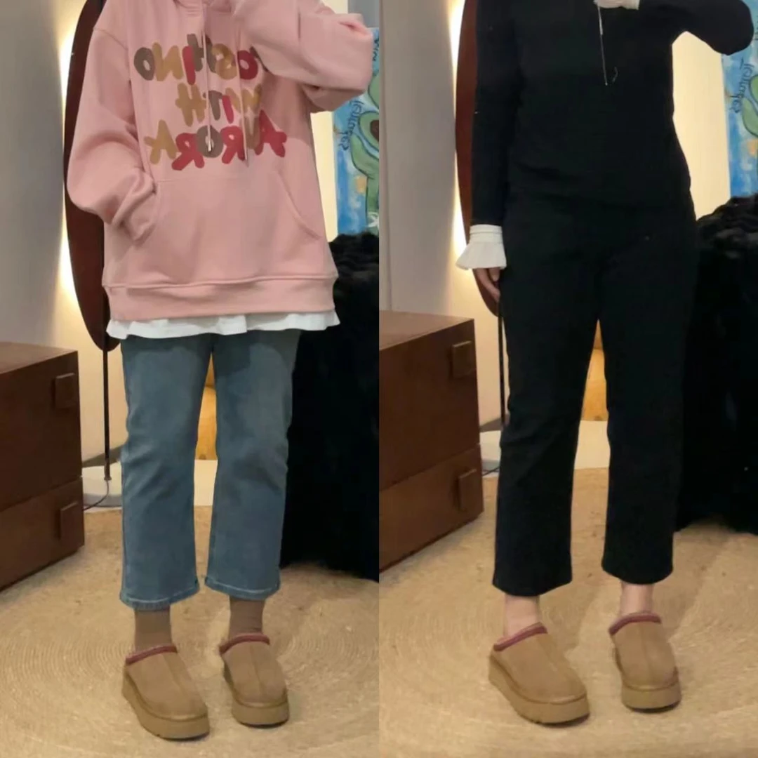 晶咕佳佳【法棍裤】高腰修饰腿型直筒烟管时尚微胖烟管裤显瘦烟管裤