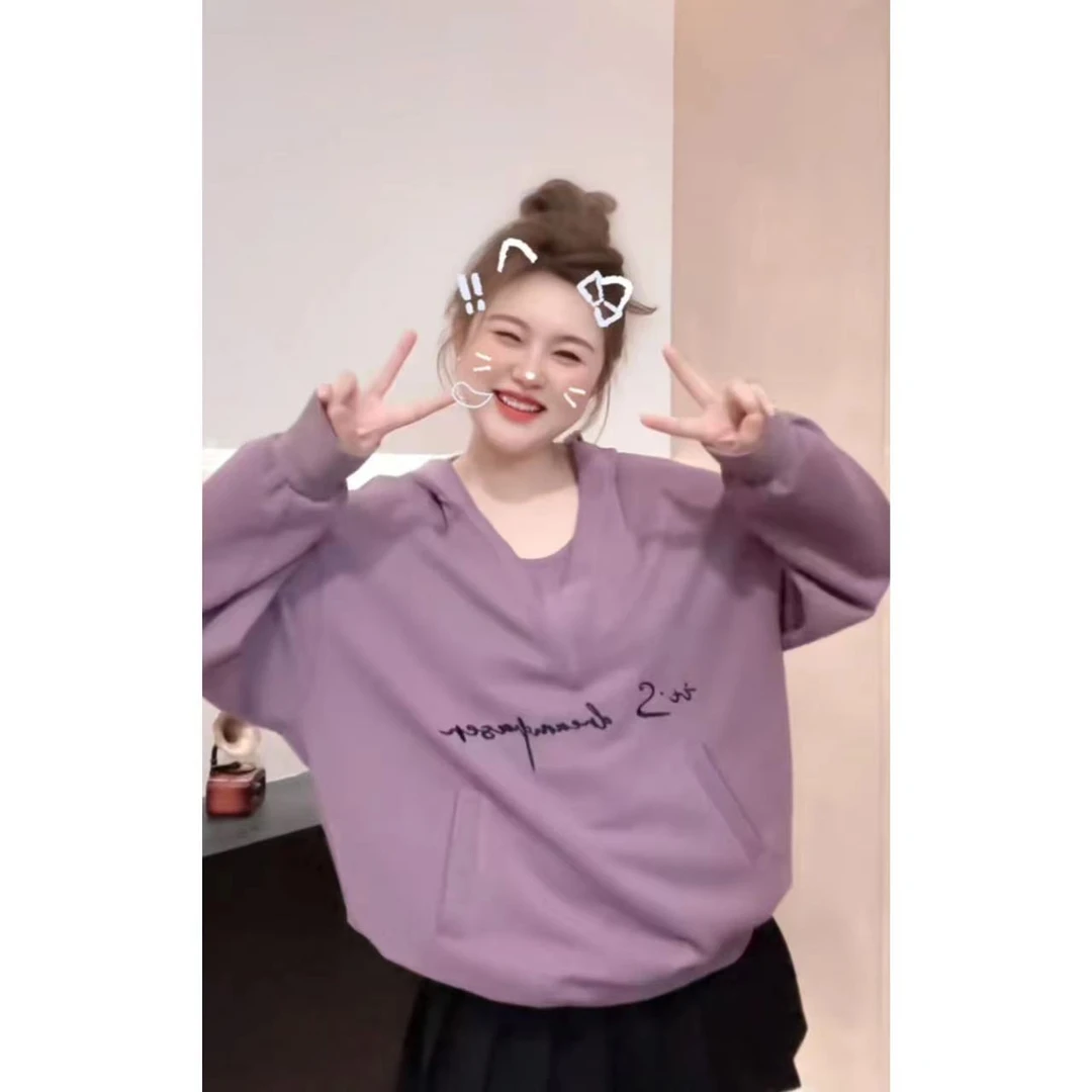 晶咕【记忆香氛】设计感V领两件套头连帽卫衣