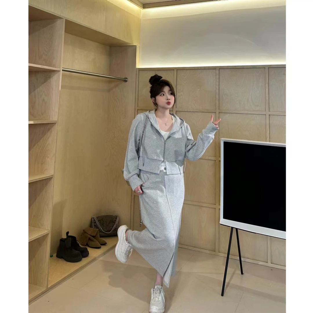 晶咕【极简主义-上衣】抽绳连帽宽边下开叉卫衣休闲宽松长袖上衣