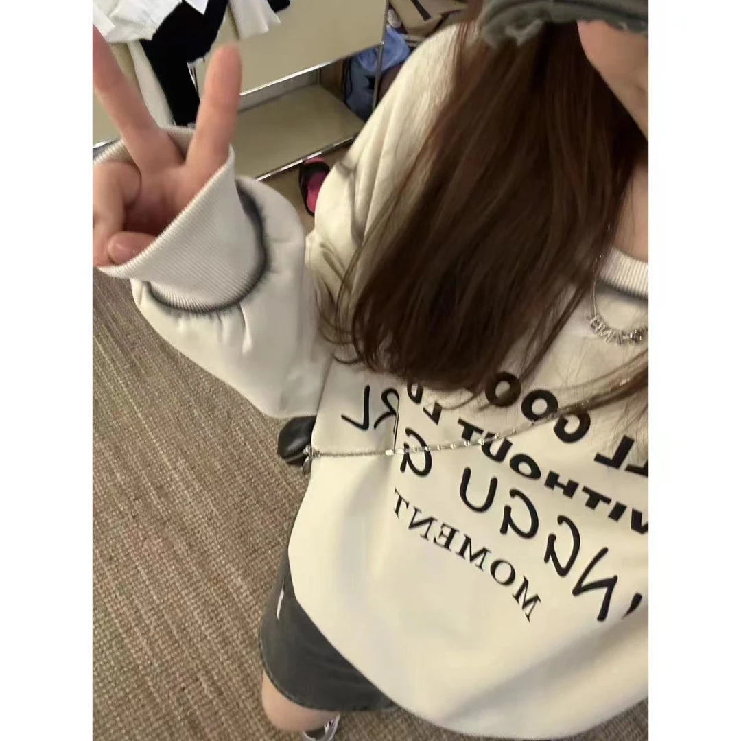 晶咕  【喷洗计划】美式复古扎染字母长袖T恤卫衣