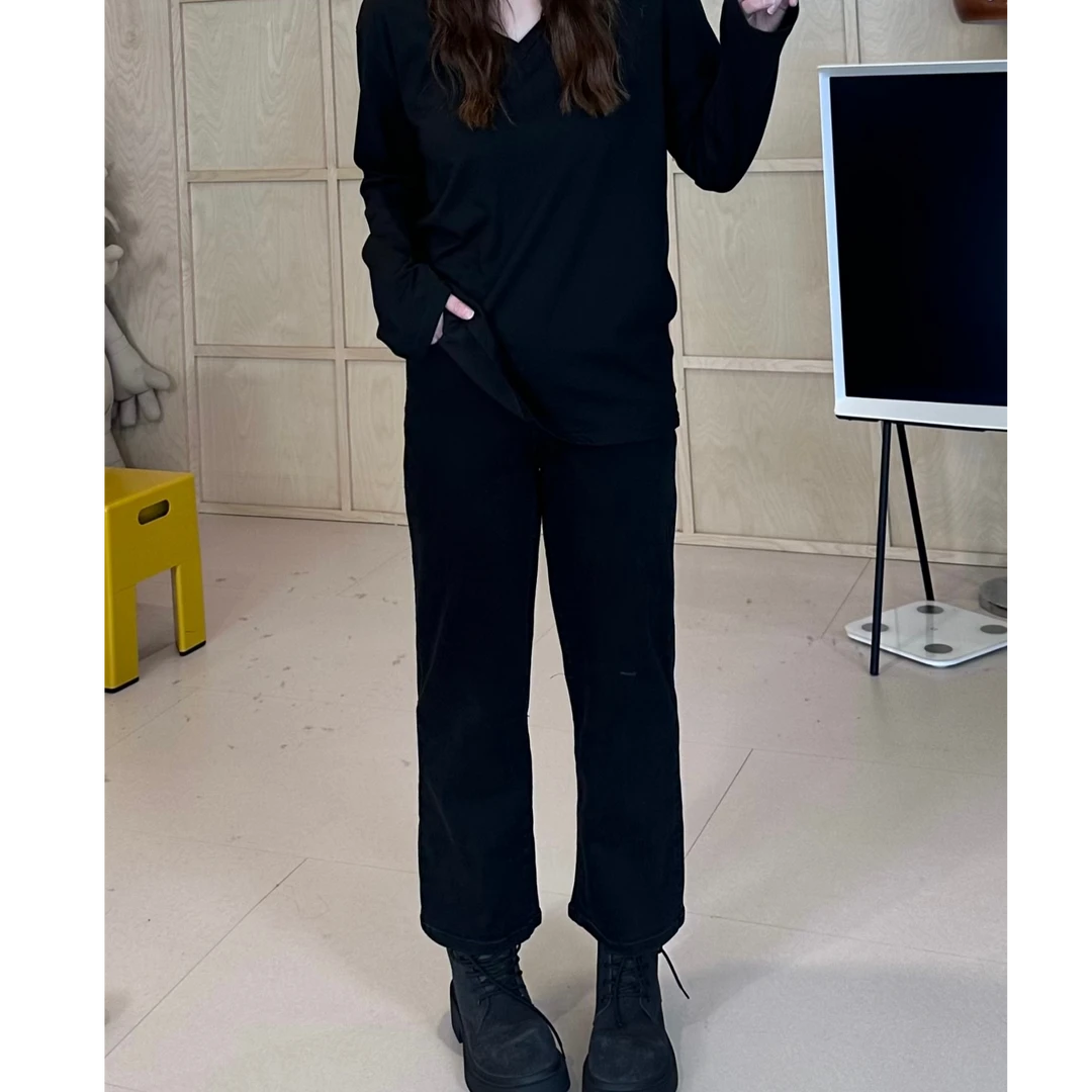 晶咕【电线杆！】设计师款高腰复古显瘦遮胯直筒小脚牛仔裤