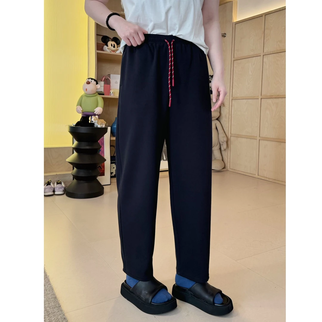 晶咕【锥锥裤】韩系全松紧高腰抽绳纯色休闲直筒萝卜裤时尚