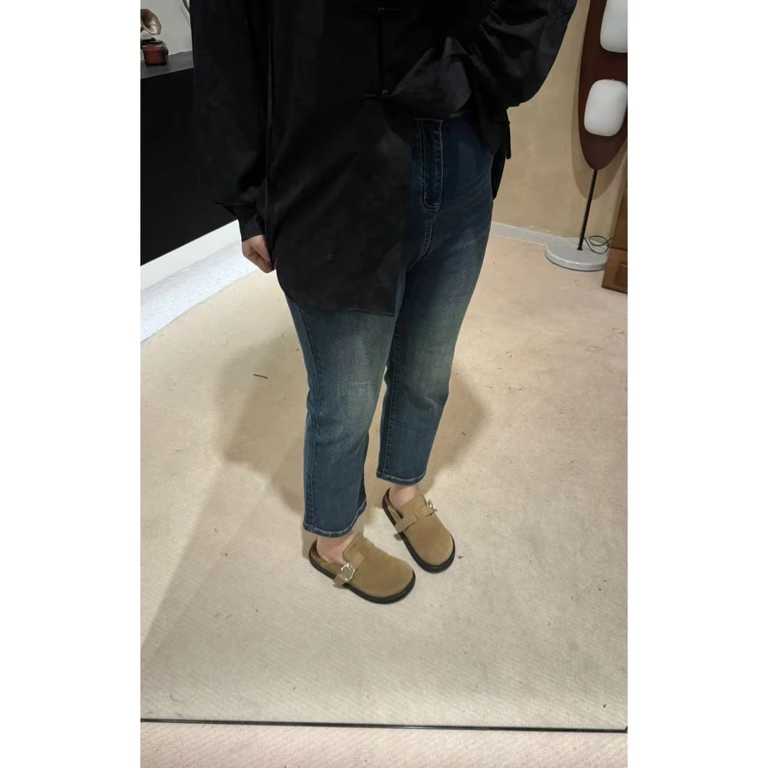 晶咕【春日续曲】高腰显瘦百搭九分烟管裤时尚直筒九分裤韩版