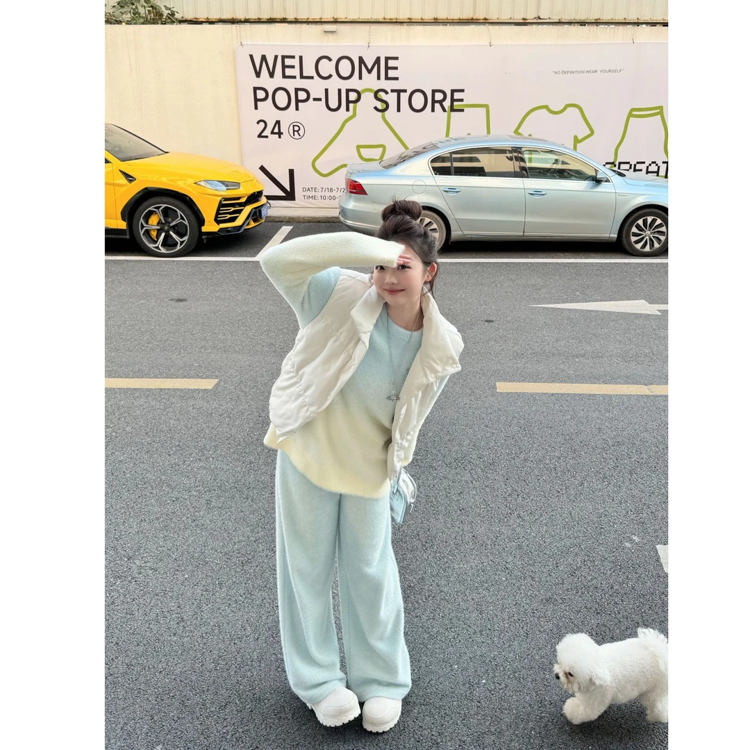 晶咕【叠穿主义】纯色立领短款羽绒工字马甲背心外套