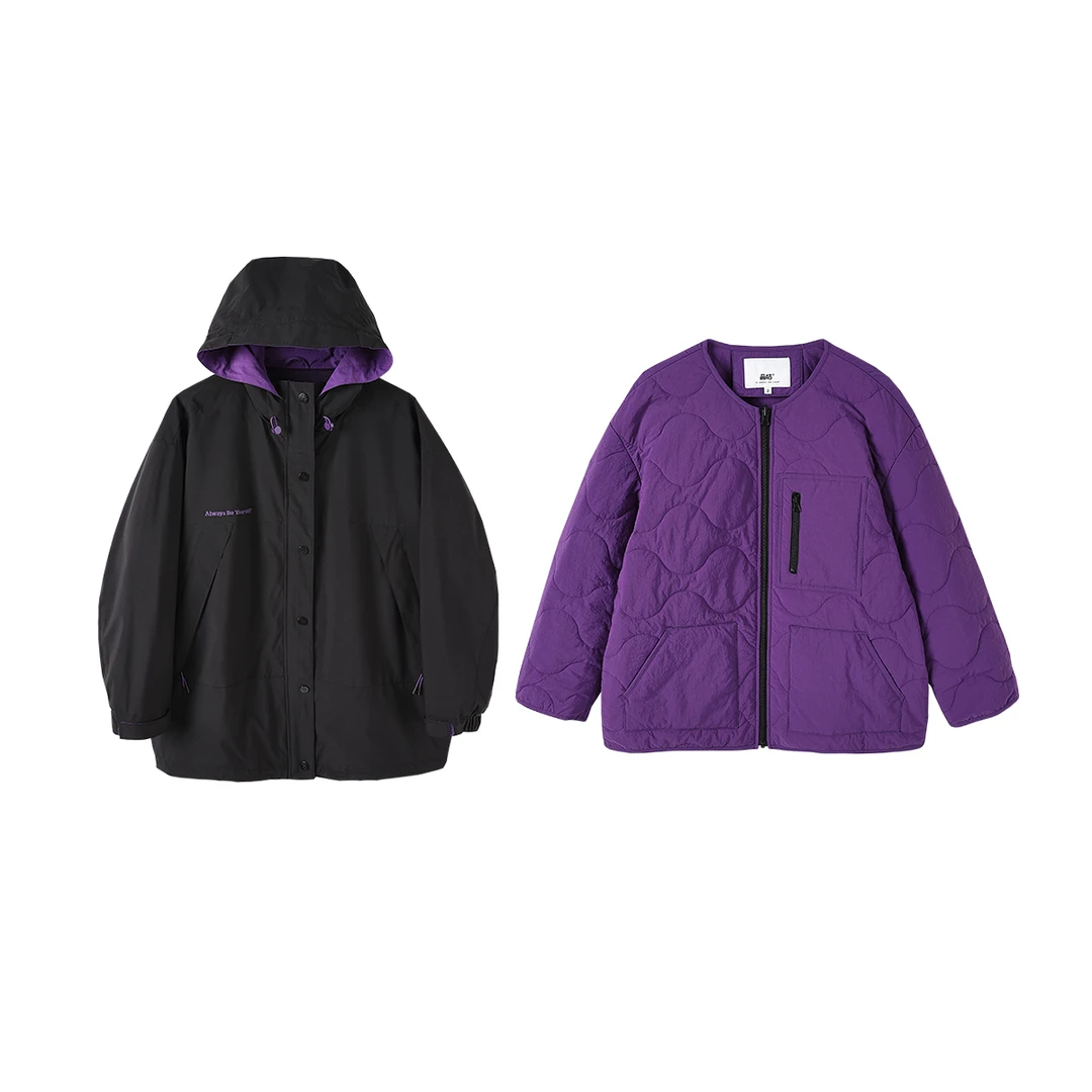 晶咕~白标专供 时尚百搭长袖可拆卸内里棉服+外套2件套时尚套装