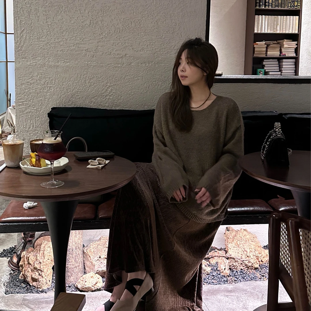 晶咕【温柔欧尼】宽松秋冬百搭套头休闲慵懒风气质针织上衣