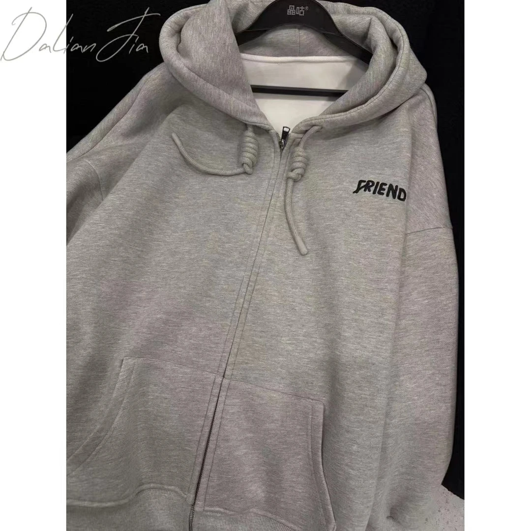 晶咕【加厚大外套】厚实时尚宽松连帽开衫外套休闲百搭加绒韩版