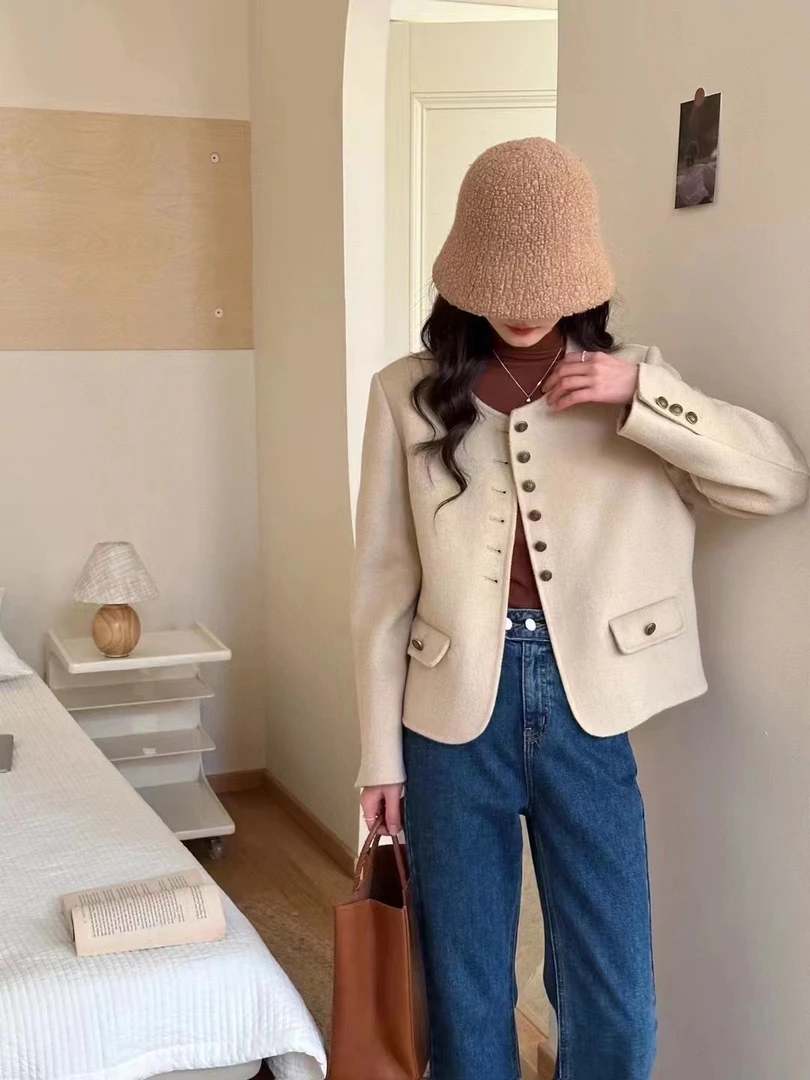 2024秋冬新品双面绵羊毛小个子短外套83221