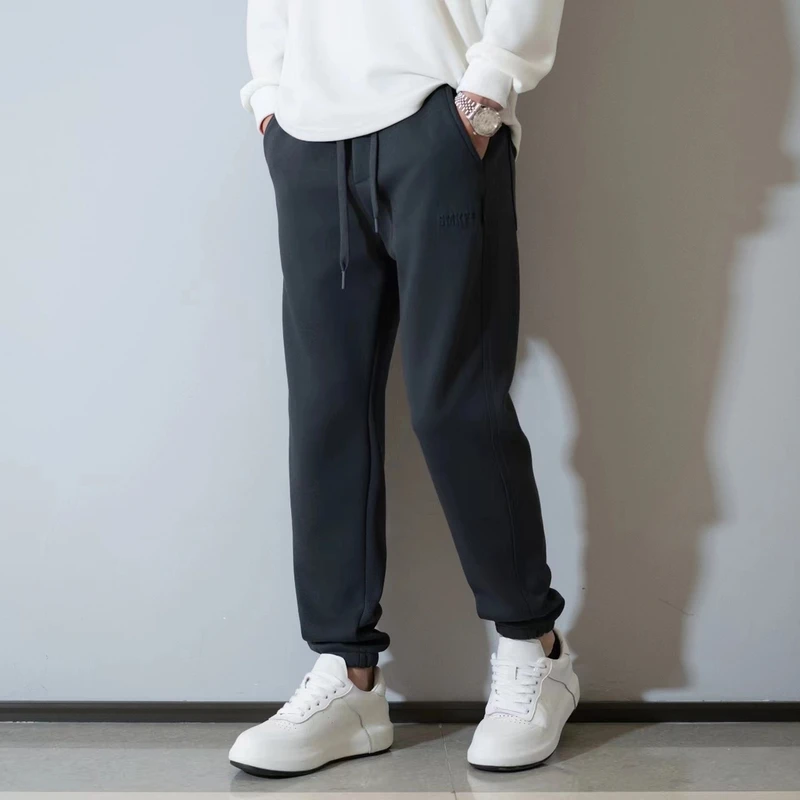 秋冬季新款加厚保暖休闲裤男士潮牌潮流运动韩版百搭纯色宽松卫裤