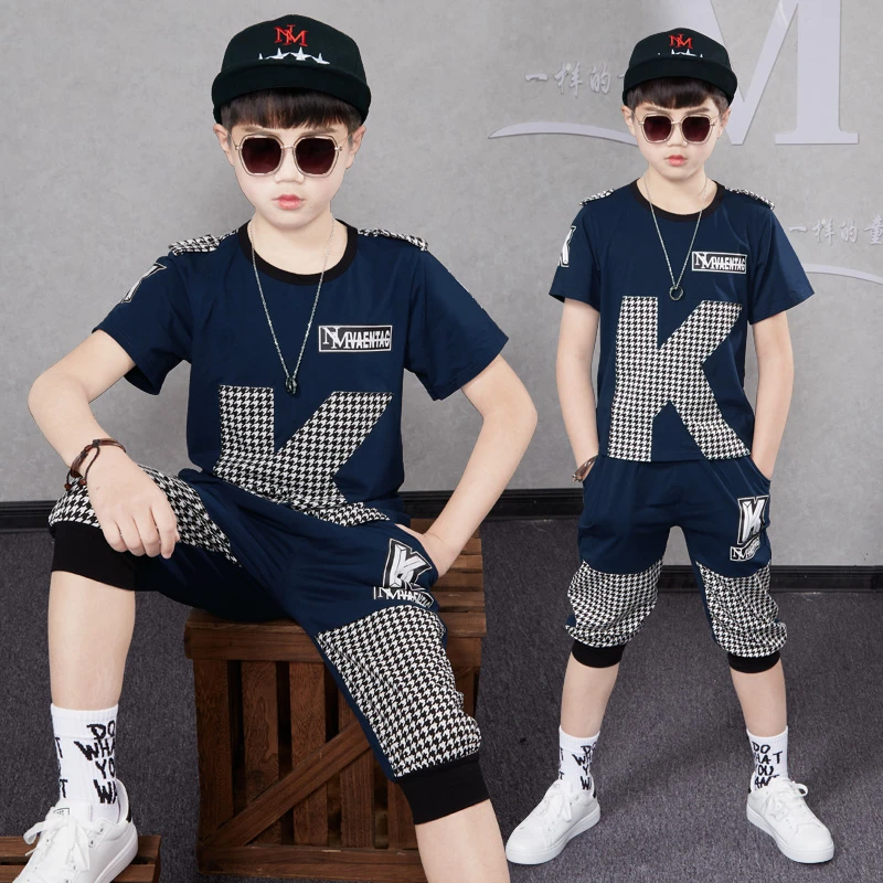 童装男童夏季套装薄款T恤夏装帅气儿童洋气短袖大童男孩酷帅衣服