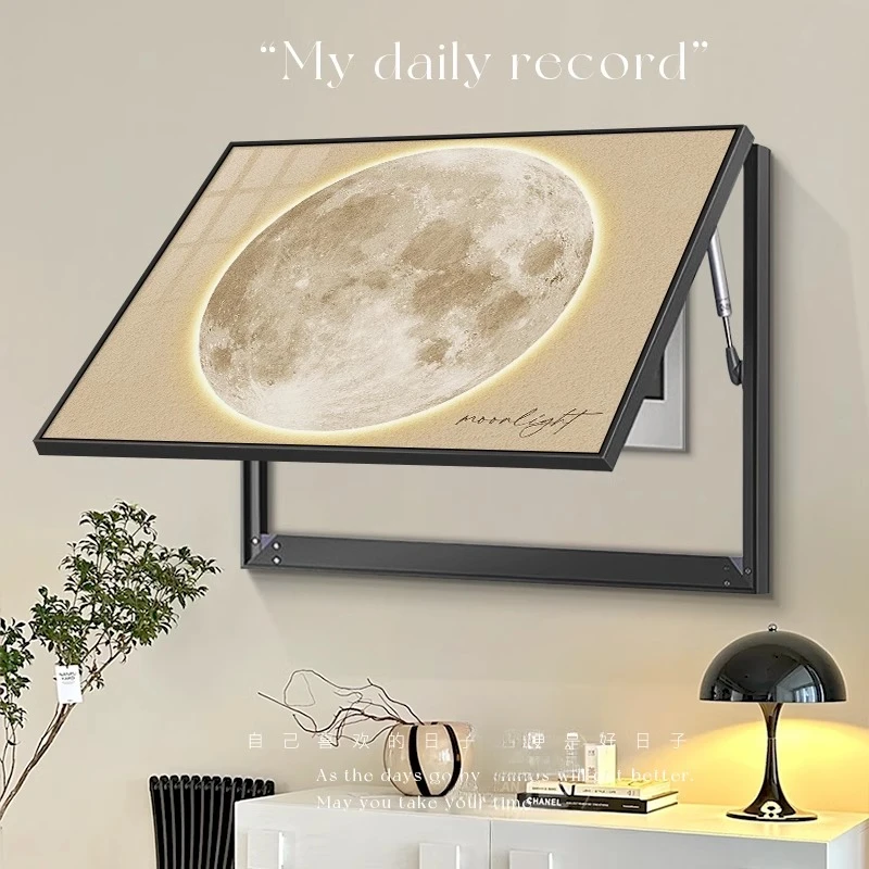 奶油原木风月球电表箱装饰画ins餐厅配电箱挂画多媒体盒遮挡定制