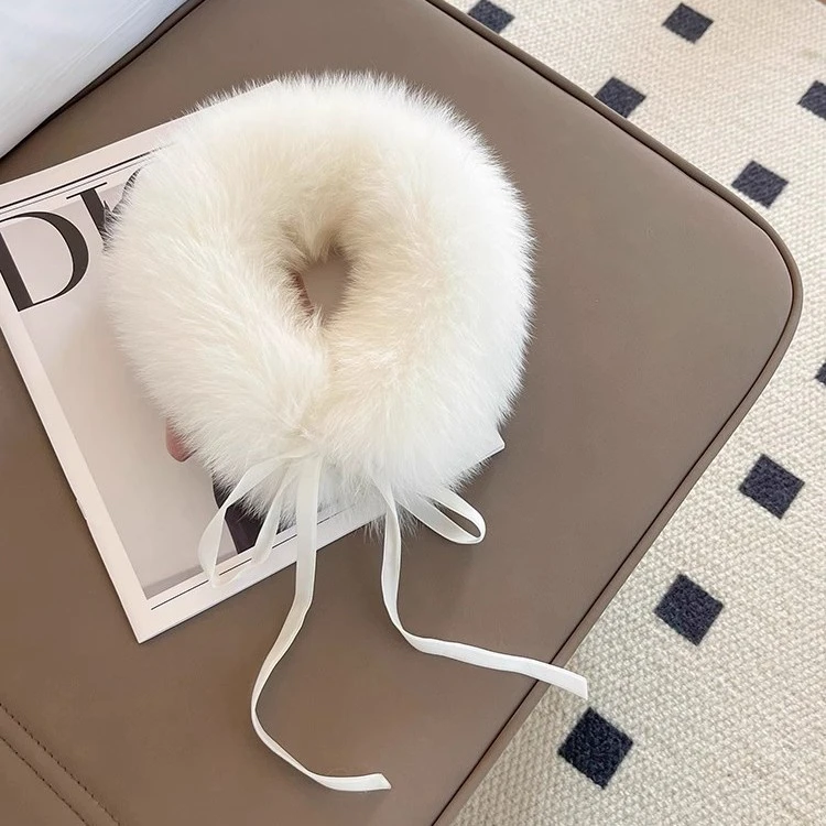 气质甜美狐狸毛整皮双面围巾 韩版可爱真毛毛领 冬季保暖围脖丝带