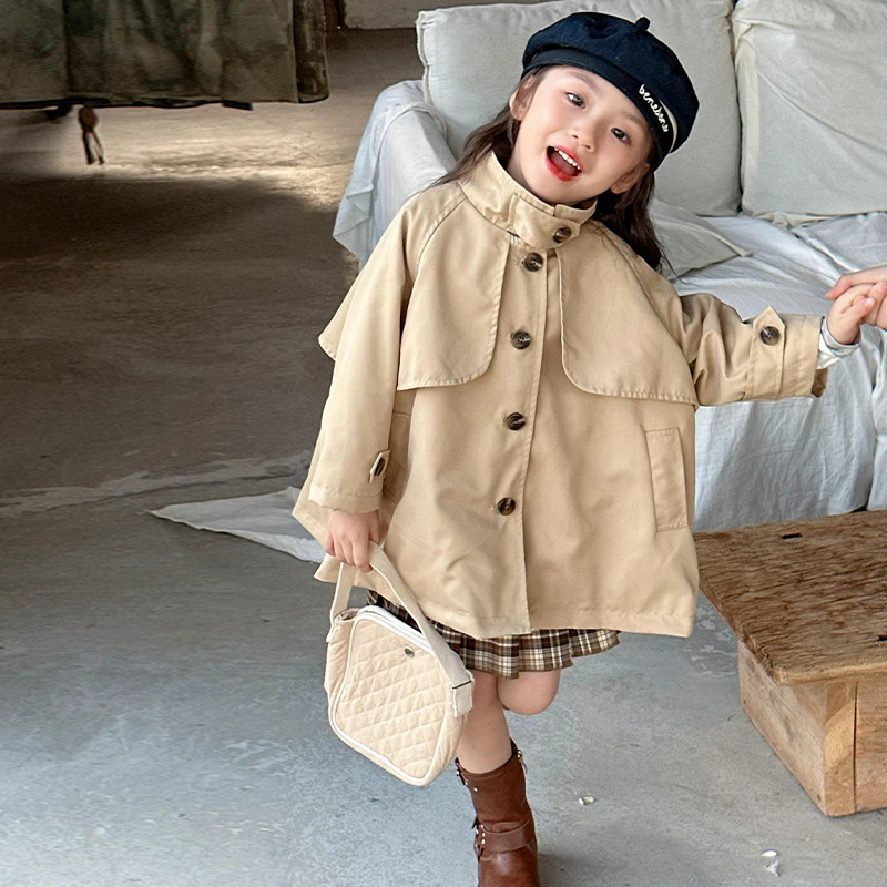 女童韩版风衣2024秋季新款儿童英伦风外套中小童时尚宽松春秋上衣