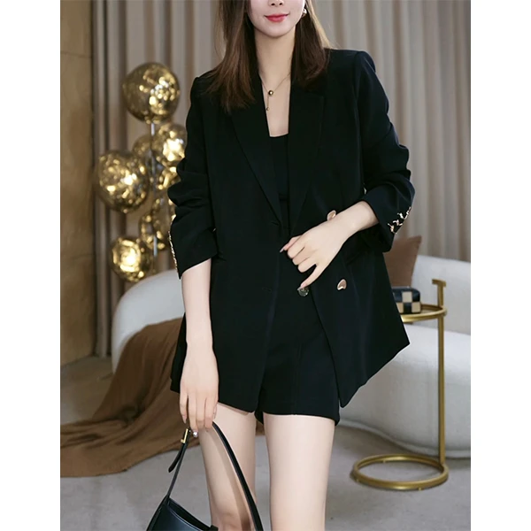 原创设计翻驳领小西装外套女秋季开叉设计感休闲西服上衣