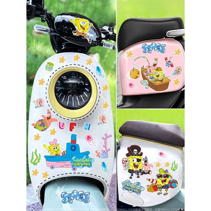 海绵宝宝派大星汽车遮挡划痕贴纸电动车摩托车卡通趣味装饰贴防水