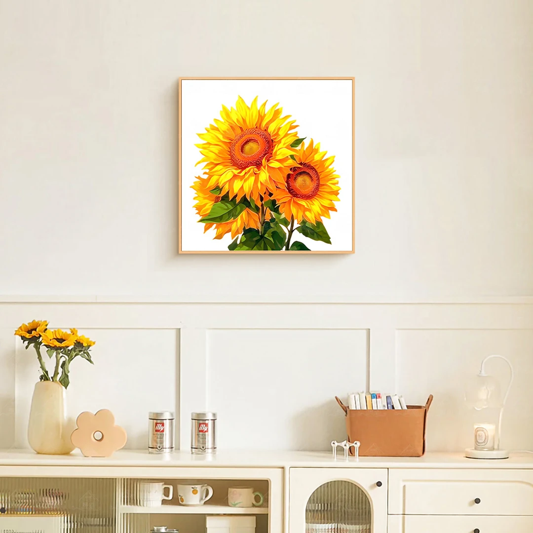 爱阁十字绣闪亮向日葵2025新款简约唯美向日葵小件玄关手工线绣