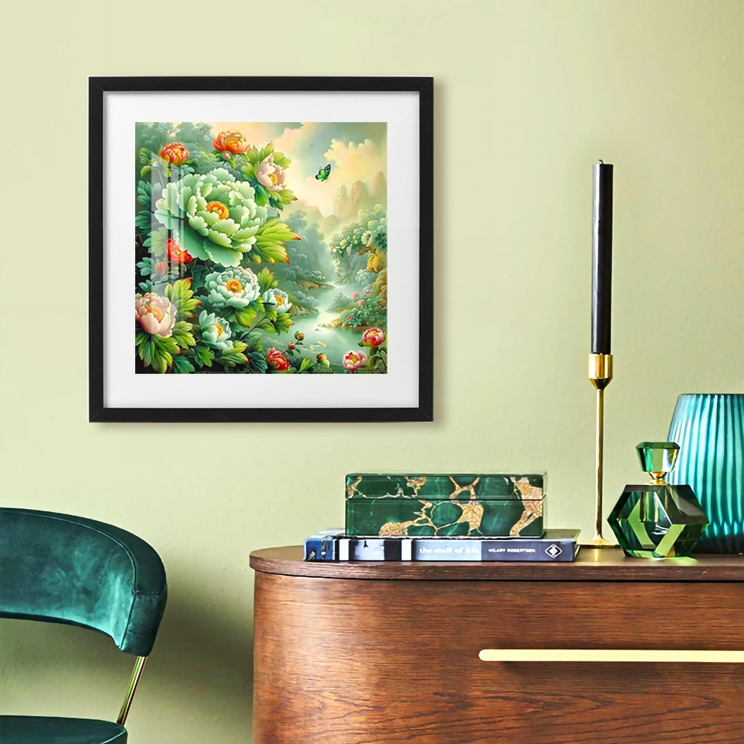 【进口棉布】爱阁十字绣国风牡丹新款中国风花卉客厅唯美装饰手工绣