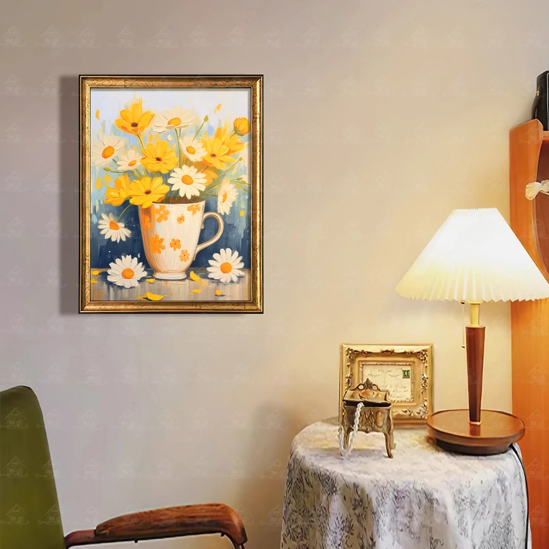 爱阁十字绣花瓶中的花朵新款小件花卉简约客厅玄关手工装饰画线