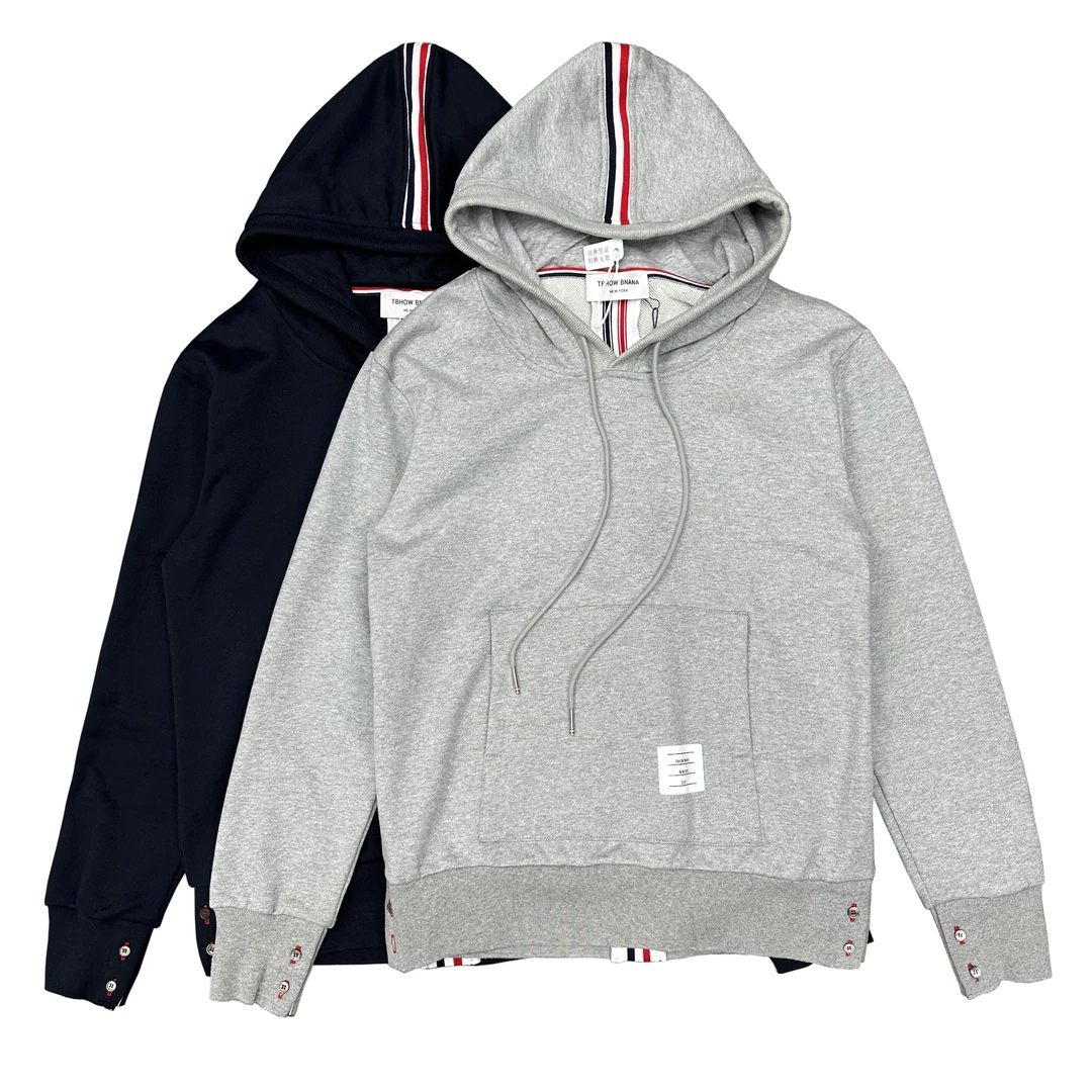 春秋全棉后背织带TB渣渣辉同款休闲百搭男女情侣套头卫衣连帽外套