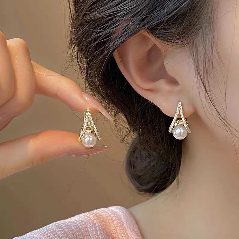 铜合金合成锆石耳饰 气质轻奢时尚百搭简约精致法式小众175