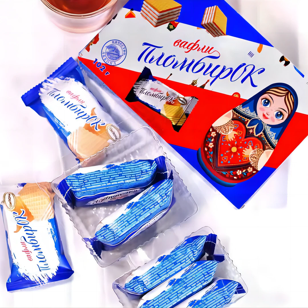 俄罗斯原装进口阿孔特冰淇淋味威化饼干102g/盒