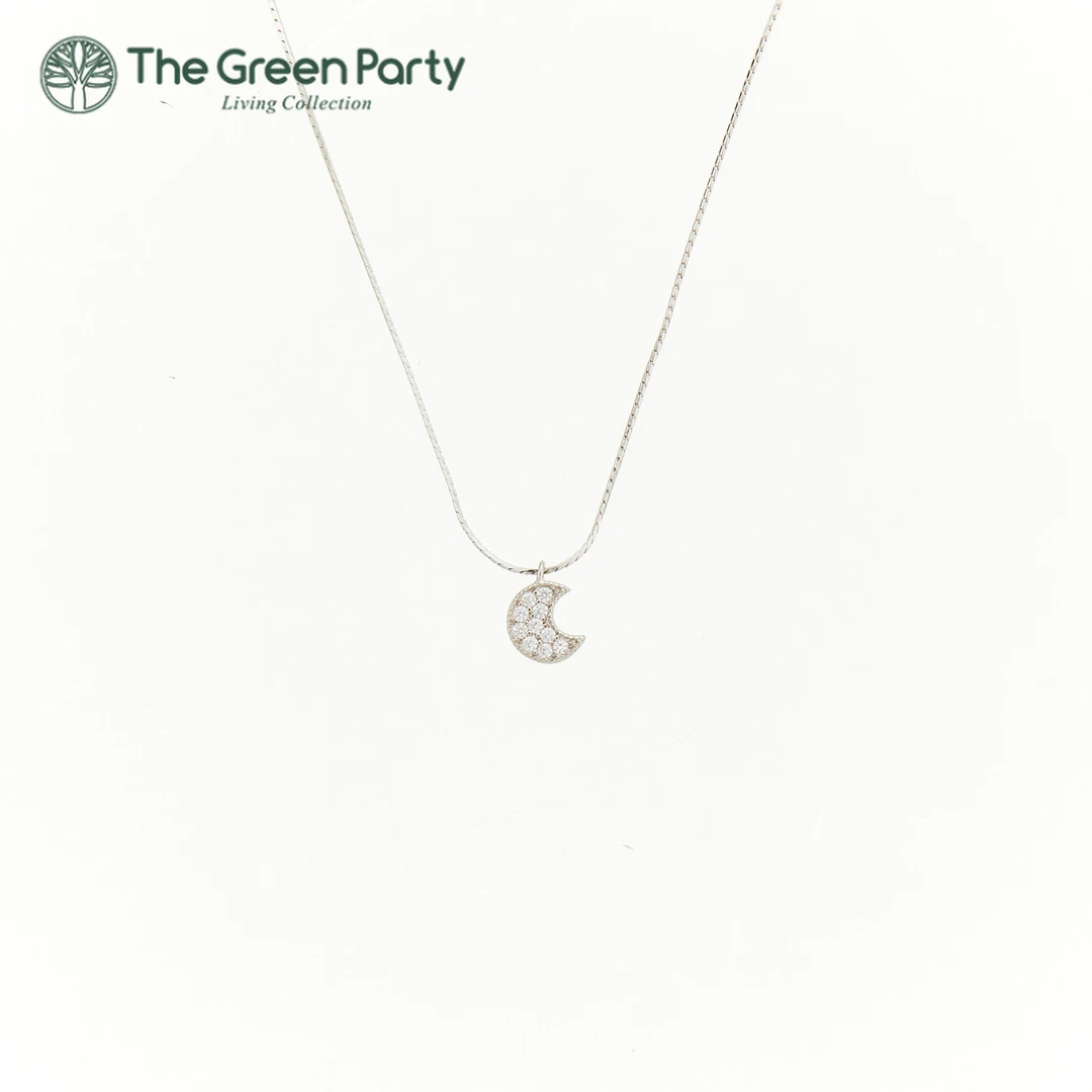 坠链均925银合成锆石 TheGreenParty小月牙蛇骨链简约百搭项链