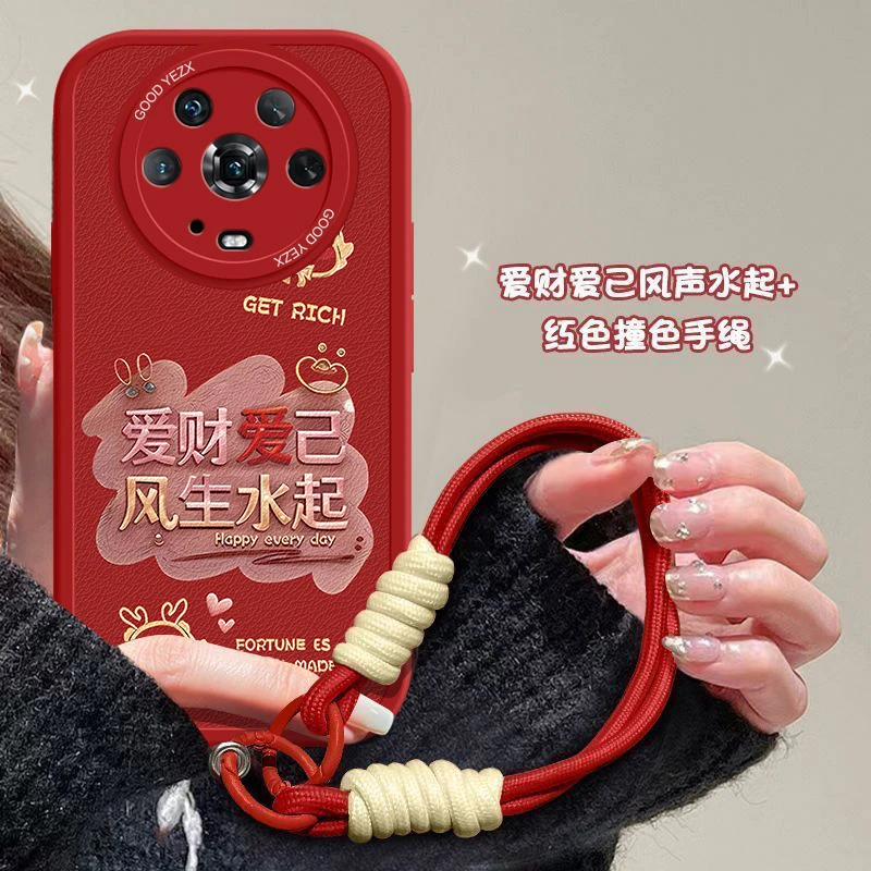 发财爱己适用荣耀magic4手机壳LGE-AN00防摔液态硅胶新款保护套男