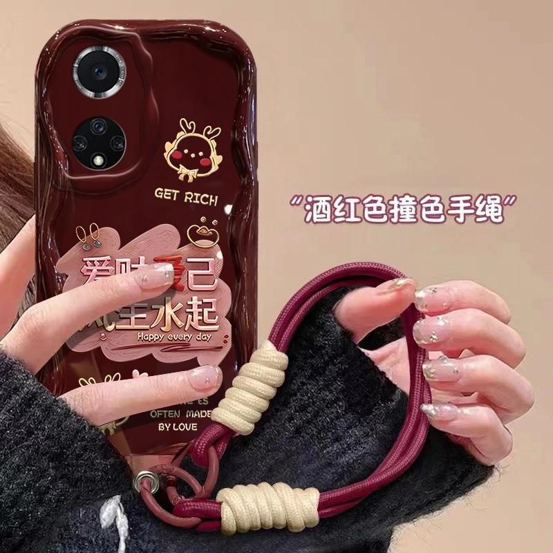 爱财爱己适用荣耀50pro手机壳RNA-AN00全包边新款防摔保护套潮牌