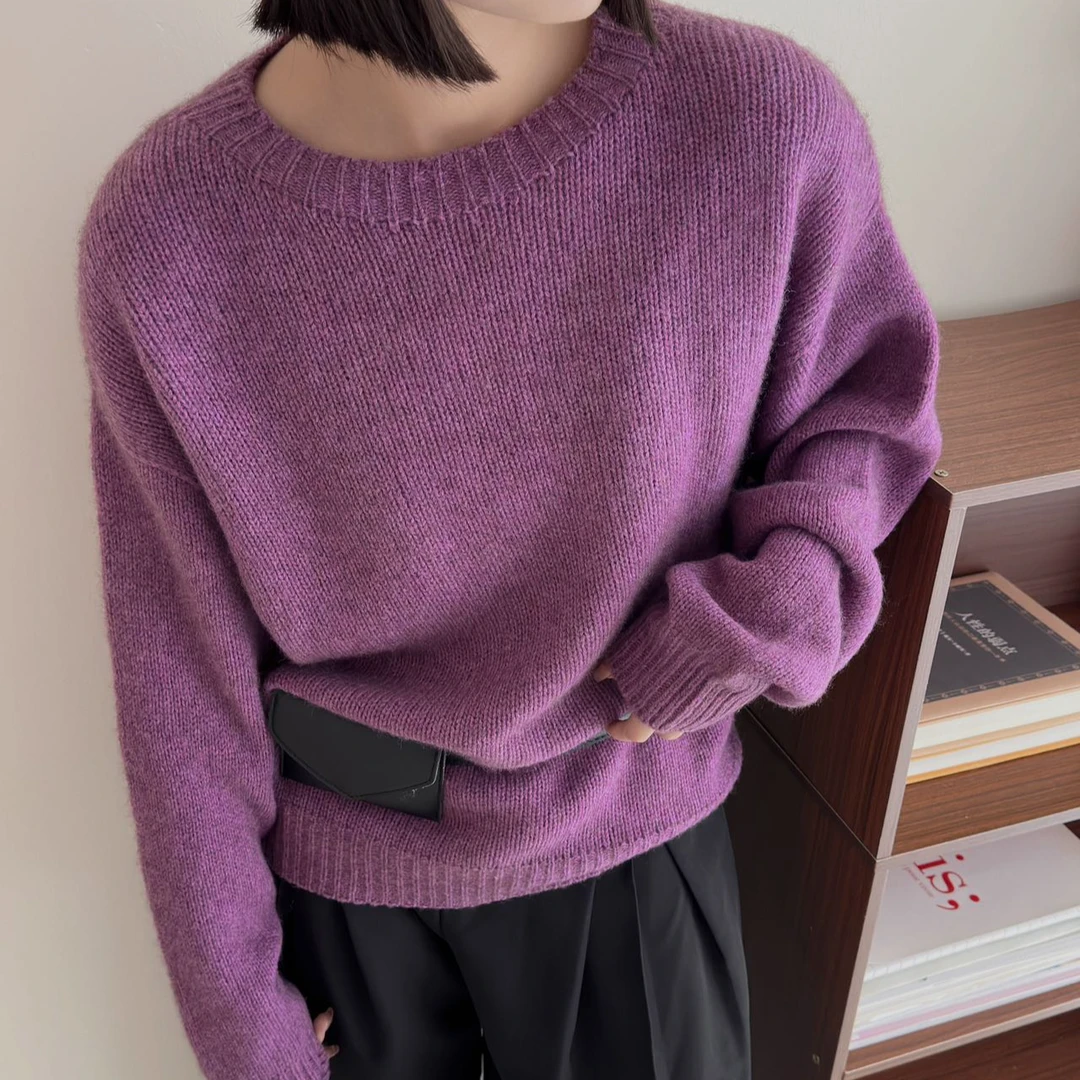 【厂家】】牦牛绒系列定制款高端宽松休闲大版毛衣时尚百搭羊毛绒衫