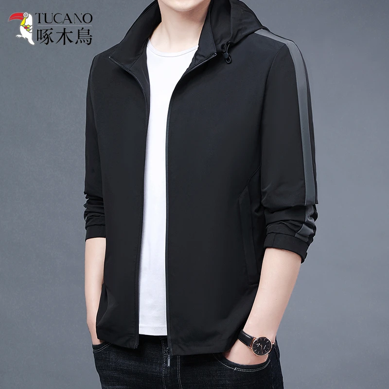 TUCANO/啄木鳥春款夹克中年男士可拆卸帽秋季薄款休闲男外套百搭