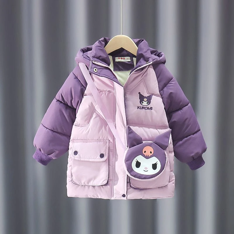 免洗棉服冬季2024新款儿童女孩儿衣服秋冬中长款加厚棉袄保暖外套