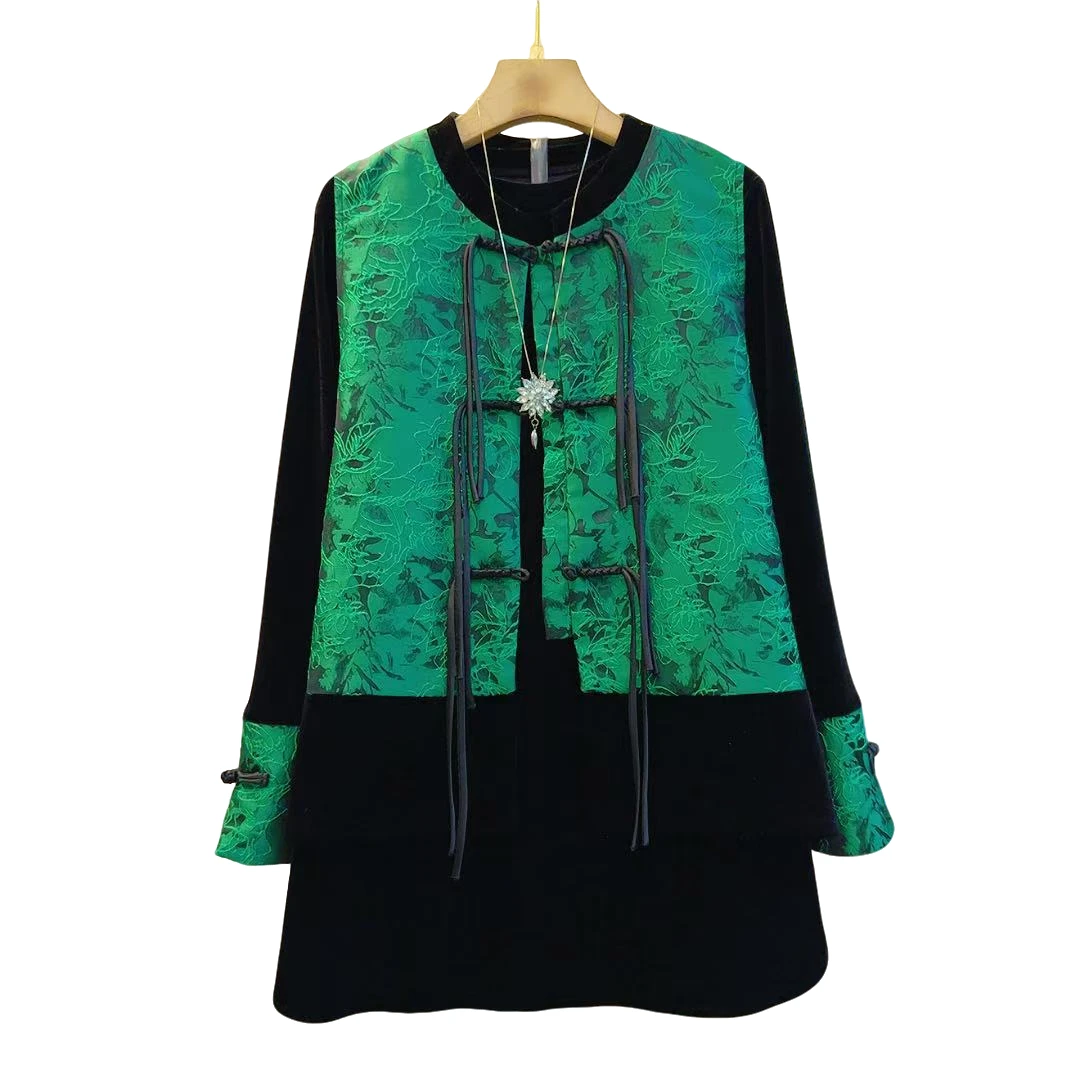 新款国风时尚复古百搭盘扣上衣马甲显瘦两件套（长74左右）