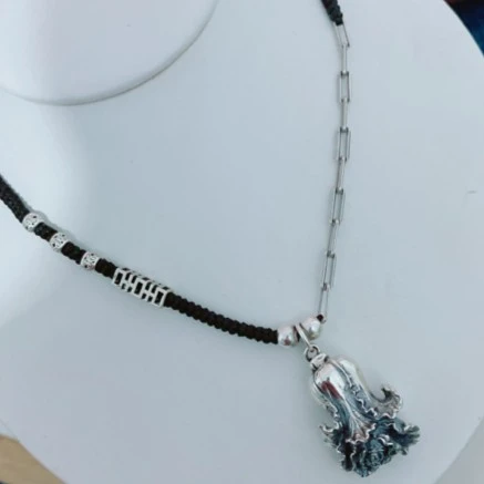 坠链均925银 【軒喜枫】纯银百财聚来时尚项链颈链锁骨链手工编织