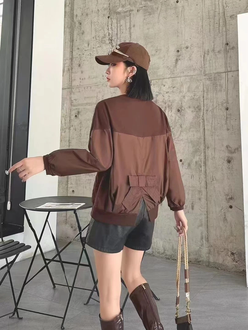 高品质洋气开叉蝴蝶结卫衣女长袖套头T恤（GG）