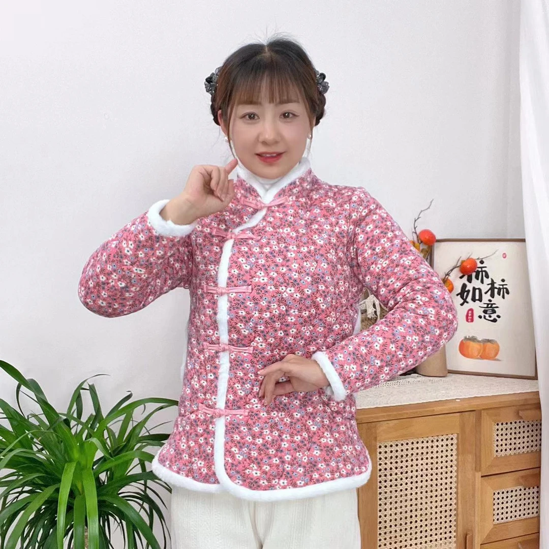 东北网红碎花大棉袄女冬季新款民族风盘扣复古棉服小个子棉衣外套
