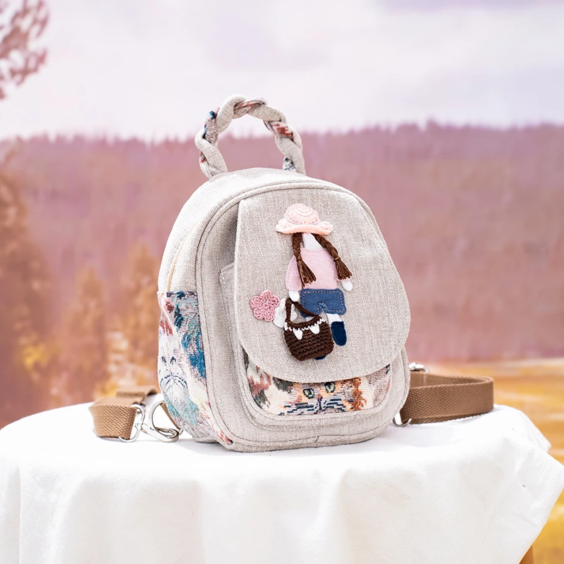 原创双肩包帆布背包小清新手工森系民族风百搭田园ins时尚女小包