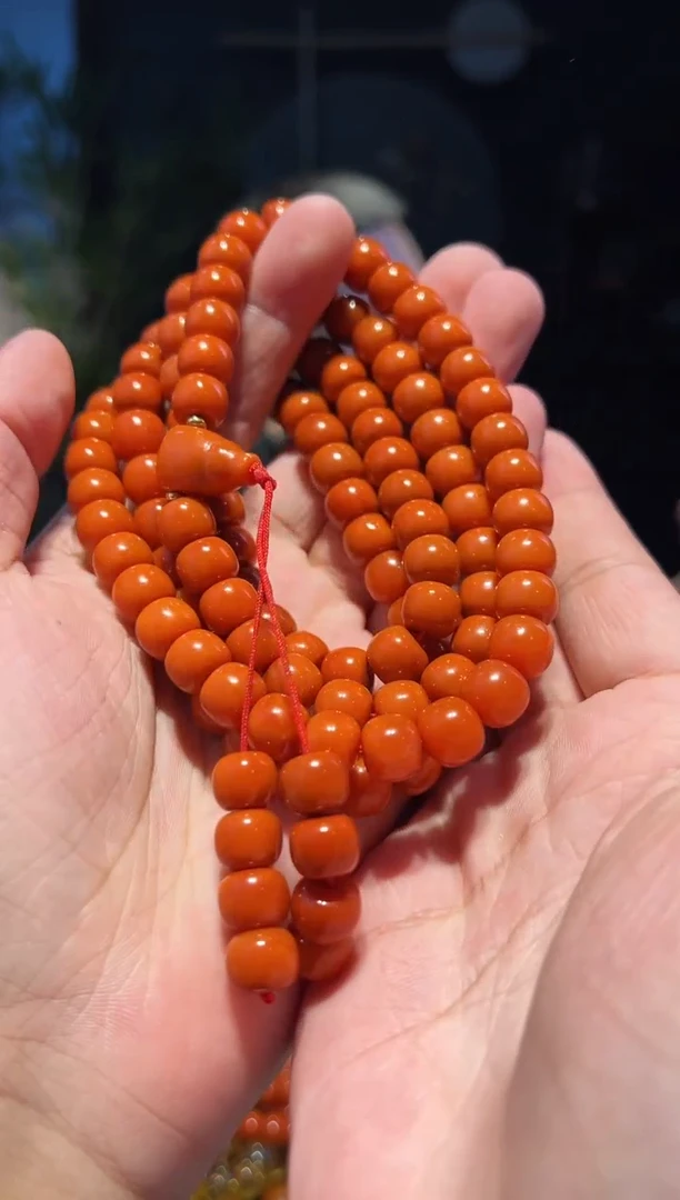 【闪购商品】南红玛瑙手串未镶嵌10+108(柿子黄1000目)