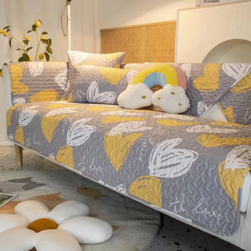 新款四季通用一套四片水洗棉沙发垫飘窗防滑耐脏靠背加厚简约全盖