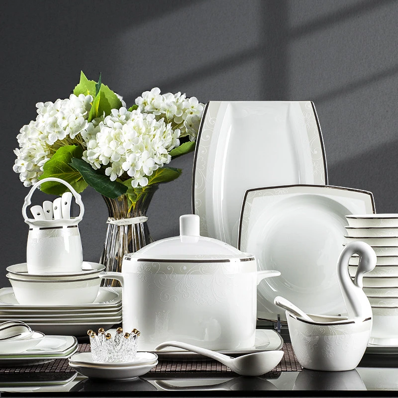 越绣堂风华正茂  尊享套装 北欧轻奢风景德镇骨瓷餐具高端