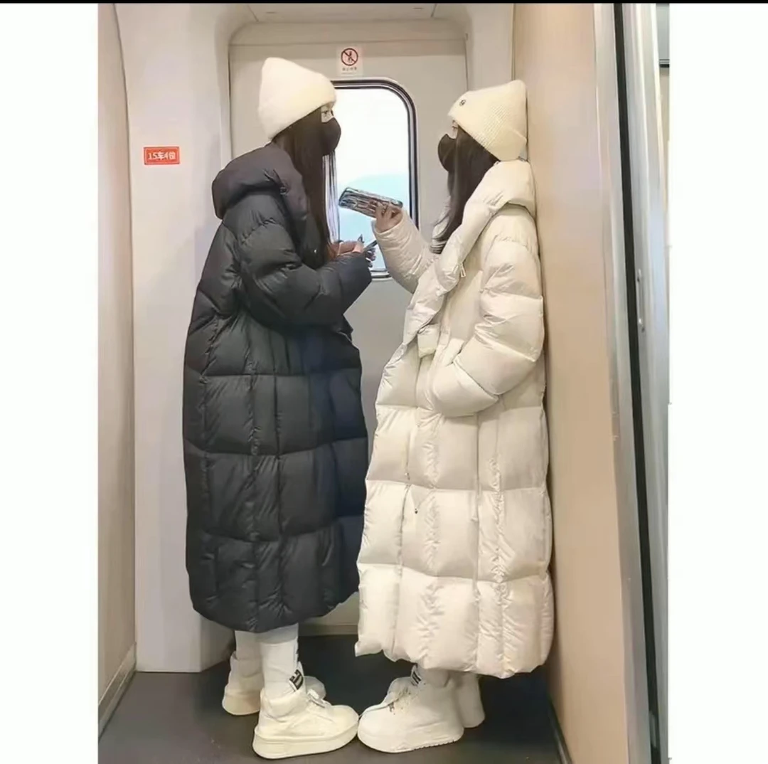 气质休闲潮流韩版长款羽绒服磁吸扣时尚羽绒外套百搭气质加厚3015