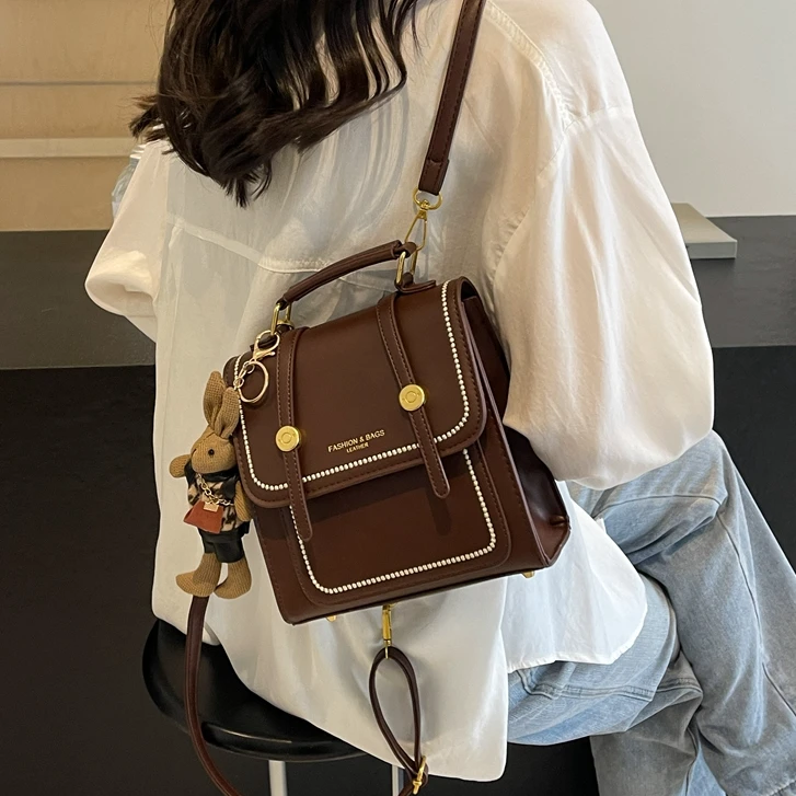 小众设计包包2025新款百搭双肩包女手提韩版书包复古外出旅行背包