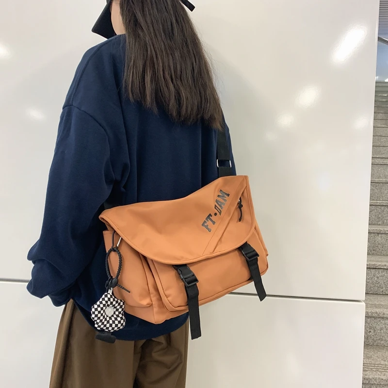 日系ins潮牌百搭大容量斜挎包韩国休闲尼龙港风机能包男女工装包