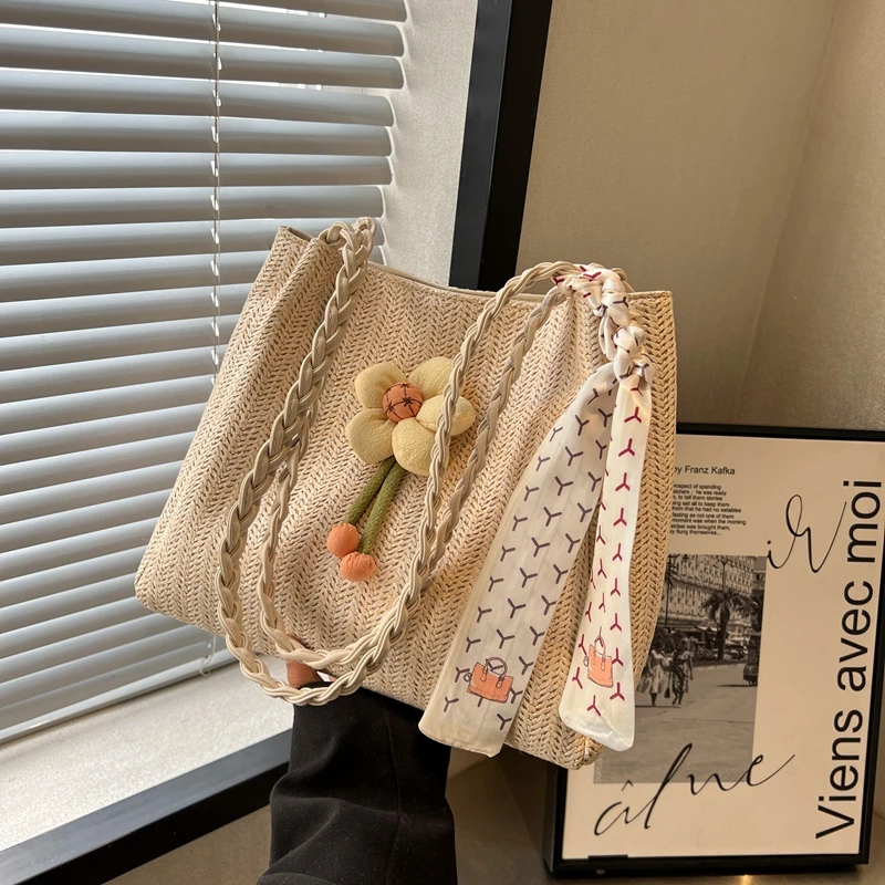 包编织草编包女款爆款2025新款大容量通勤托特包夏季百搭海边挎包