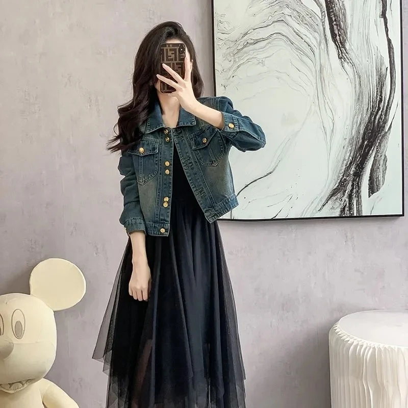 牛仔外套女春秋新款宽松显瘦减龄洋气法式时尚设计感短款夹克上衣