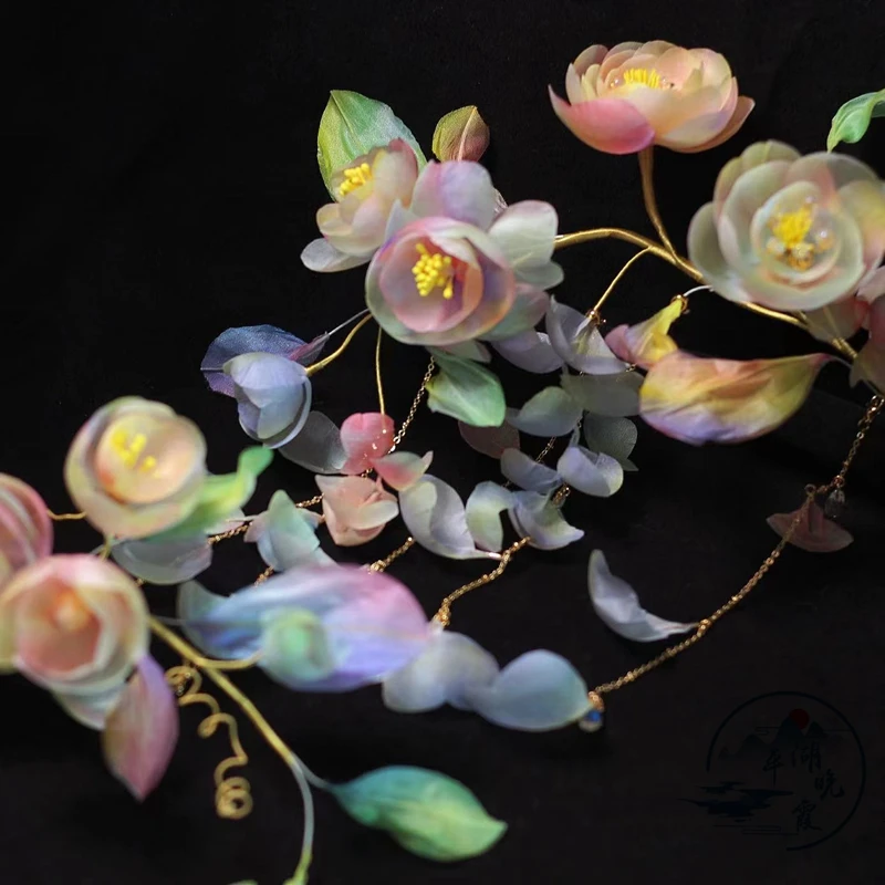 平湖晚霞古风饰品 十二花神之七月海棠 千娇软簪