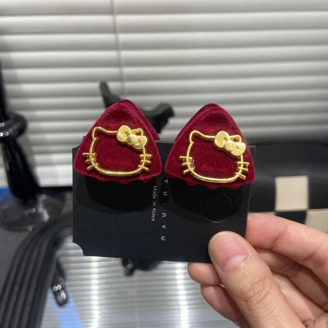 秋冬新年红圣诞金色小猫猫耳朵刘海小抓夹ins百搭两只装 E2697